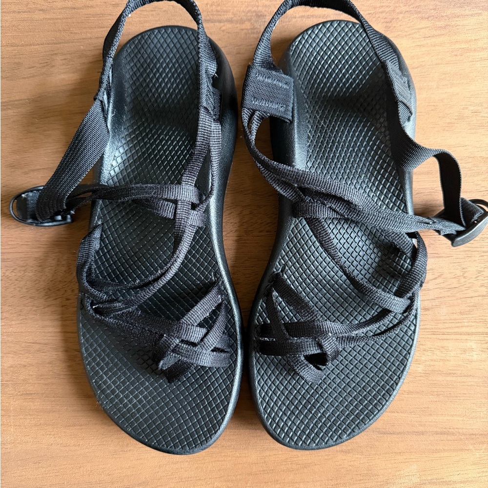 Chaco Black Double Lace Strappy Sandals